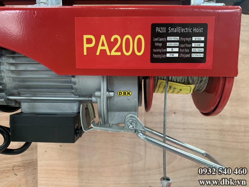 Tời điện PA200 200kg 12 mét